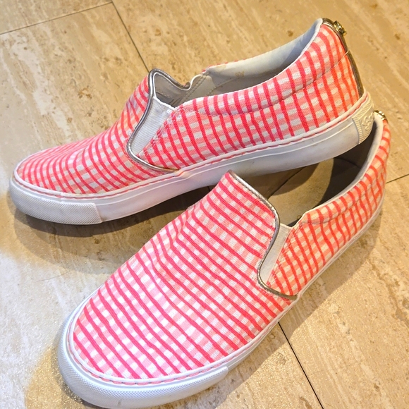 Lilly Pulitzer Shoes - Lilly Pulitzer Pink/White Checked Slip-On Sneakers